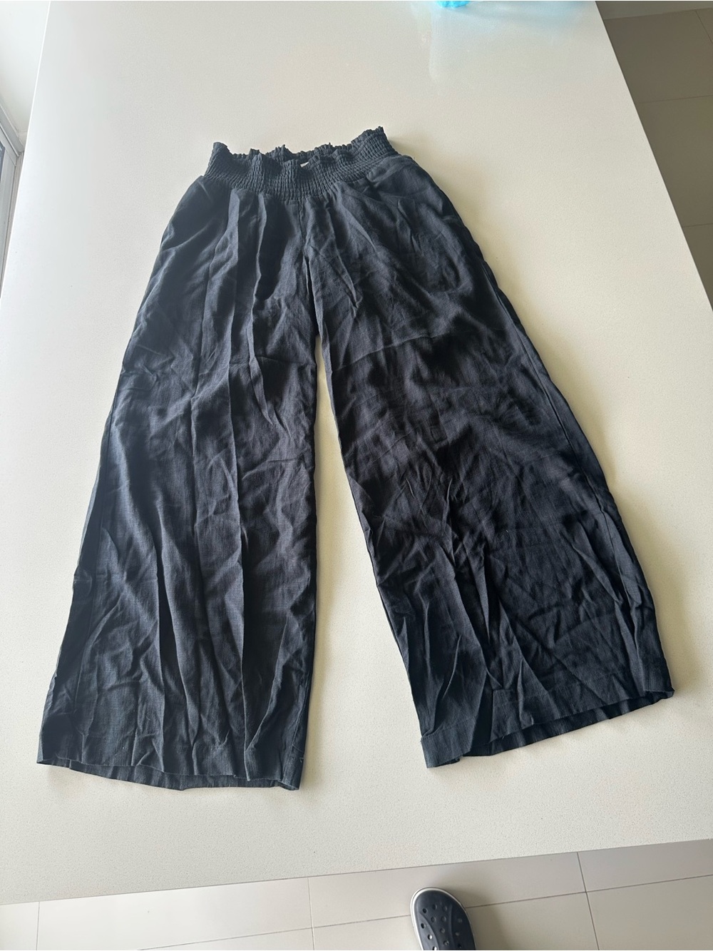 Motherhood Black Smocked-Waist Wide Leg Pants